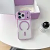 Capa Magnética Duas em Uma para Celular Macaron de Alta Transparência Adequada para Apple 17Promax Cobertura Total 15 Tendência 12 Capa Macia 11