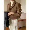 El tamaño ha sido actualizado. Cuello de traje retro francés, abrigo corto de lana de un solo botón con múltiples bolsillos estilo Chanel, 2 colores