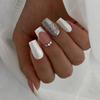 Medio y largo armadura de ballet europea y americana brillo diamante blanco uñas postizas francesas dulce chica genial uso de uñas armadura venta al por mayor