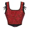 Top modelador jacquard de alça dupla ajustável para mulheres, espartilho estilo bustier com amarração frontal e barbatanas para sustentação