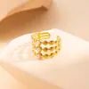 Anillo de Acero Inoxidable Transfronterizo Diseño Francés Anillo de Malaquita Natural Joyería de Moda que No se Desvanece Fabricante Anillo al por Mayor