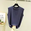 Chaleco de Modal sin Mangas Cuello Redondo para Mujer Verano Holgado Delgado Adelgazante Top Talla Grande Color Sólido Camisa Básica Coreana