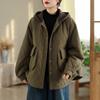 Chaqueta de Algodón Acolchada con Capucha de Color de Contraste y Empalme, Estilo Nuevo Otoño e Invierno para Mujer con Bolsillos Grandes, Chaqueta de Algodón Gruesa Casual Holgada