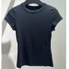 Súper Cómoda y Suave~ Sencilla de Color Sólido Versátil Casual de Verano Elástica Ajustada Cuello Redondo Camiseta de Manga Corta de Algodón Tencel para Mujer