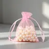 Bolsa de gaze de nylon com cordão para joias, bolsa de embalagem de malha, bolsa de gaze para doces de casamento, bolsa de armazenamento de malha de nylon