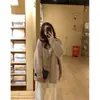 Abrigo suéter de piel de mapache color café para mujer, otoño e invierno, estilo japonés, holgado y casual, cárdigan de punto de longitud media