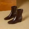 Botines de punta cuadrada y tacón bajo, nuevo modelo 2026, suela blanda, cómodos, con aumento de altura interno, botas de ajuste ceñido, versátiles para el uso diario, con cremallera trasera, botas de equitación