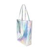 Bolsa de Compras Europeia e Americana em PU Transfronteiriça Grande Bolsa de Mão em Couro a Laser Versátil Colorida Contrastante Ombro Único Feminina Personalização