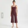 Conjunto de Yoga Cepillado Weiman para Mujer: Top Ruched con Correa Ajustable y Pantalones Cropped de Pierna Ancha de Cintura Alta, Conjunto Deportivo de Dos Piezas