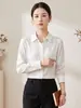 2026 Verano Nuevo Estilo Camisa de Seda de Morera Cardigan de Manga Larga para Mujer Blanco Ropa de Trabajo Elegante Top de Cuello Cuadrado