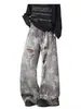 Jeans Rotos Estilo Americano con Estrellas para Hombre, Diseño de Calle de Primavera, Pantalones Vintage Sueltos de Pierna Ancha