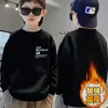 Moletom Infantil para Crianças Maiores, Primavera, Outono, Inverno, Forrado com Fleece, Quente, Manga Longa, Esportivo, Estilo Chinês, Pulôver Básico Infantil para Meninos