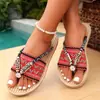 Sapatos de Praia de Verão Cruzados Europeus e Americanos Estilo de Fundo Plano Cruzado Boca de Peixe Estilo Étnico Chinelos Chinelos Tamanho Grande Atacado Tamanho Grande