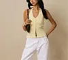 Top Halter Rayado Rosa y Blanco Estilo Retro Francés, Top Sexy de Cuello en V Abotonado Ceñido a la Cintura, Camisola sin Mangas Estilo Chica Picante