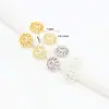 Cobre Puro Chapado en Oro 18K Color Duradero Tapa de Flor Pétalo Hueco Pulsera DIY Cuentas de Hilo Tapa de Cuenta Joyería C02