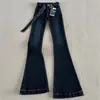 Jeans de Campana Azul Oscuro Vintage para Mujer Primavera y Otoño Nuevos de Tiro Bajo Ajustados Elásticos Ajustados de Pierna Ancha