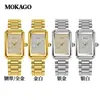 Relógio Feminino Mokago Retangular Pulseira de Aço Sólido Relógio Feminino de Ponta Totalmente Diamantado À Prova d'Água Negócios Transfronteiriço Relógio de Quartzo