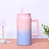 Copo Térmico Kuangcai a Vácuo de Aço Inoxidável de Camada Dupla 50oz Grande Capacidade Copo de Carro Alça Portátil Copo com Canudo Copo Ice Buster