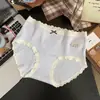5172 Retro Color Caramelo Bloques de Color Delgado Dulce Algodón Puro Ropa Interior Mujer Amigable con la Piel Joven Bragas Ajustadas a la Cadera Cintura Media Nuevo Estilo