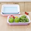 1072 Plato de Fruta de Doble Capa Cocina Plato Escurridor de Frutas y Verduras Bandeja para Tazas de Agua Tazas de Té Venta al por Mayor Plato Escurridor Rectangular Plástico