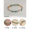 Aún dispuesta a transferir pulsera de cuerda de mano con cuentas usar oro semiacabado nudo de flor de durazno tejida cuatro hilos de cuerda joyería de regalo fina 2 mm