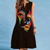 2026 Verano Europeo y Americano Transfronterizo Suministro Nuevo Sexy Vestido de Mujer con Estampado, Cuello en V, Sin Mangas, de Longitud Media con Dobladillo Ancho