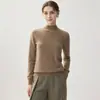 Nuevo suéter de punto minimalista versátil de corte ajustado para mujer, 100% cachemira, cuello semi-alto, otoño e invierno