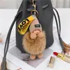 Colgante de bola de pelo de zorro real, lindo muñeco de peluche, llavero para coche, accesorios, bolso, adornos, muñeco durmiente