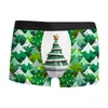 Roupa Íntima Masculina Transfronteiriça Aliexpress Amazon Natal Estampada em 3D Respirável e Confortável Boxer de Cintura Média