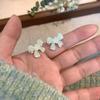 Pendientes de Cola de Pez de Cristal Verde Océano Menta Mambo Primavera y Verano Diseño Fresco Mori Pendientes Súper Hada Pendientes Pendientes