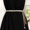 Cinturón tejido de perlas para mujer, accesorio de cadena de cuentas de verano, cadena decorativa para vestido, cadena para la cintura para vestidos de mujer en verano