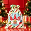 Bolsas de Regalo con Cordón de Halloween y Navidad de Venta Caliente Transfronterizas, Bolsas de Empaque con Cordón Navideño, Decoraciones Navideñas, Bolsas de Aluminio Láser
