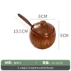 Madera de Azufaifo Vintage Hogar Nuevo Madera Maciza Cocina Salero Recipiente para Condimentos con Tapa Caja de Condimentos Recipiente Sellado con Cuchara Venta al por Mayor