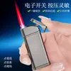 Encendedor delgado, portátil, recargable, a prueba de viento, encendedor de cigarros, cuerpo de metal, encendedor de regalo promocional, moderno