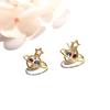 Novos Brincos de Diamante Colorido em Prata Esterlina s925 2019 para Mulheres Estilo Coreano Simples Brincos de Planeta Joias de Ouro 14K