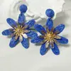 Joyería de Estilo Europeo y Americano, Pendientes de Girasol de Rafia Hechos a Mano, Pendientes Grandes Exagerados de Flor, Joyería de Estilo Festivo al por Mayor