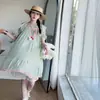 Vestido Infantil Verão 2026 Novo Estiloso Vestido Bolo com Manga Bufante Conjunto de Vestido de Princesa para Menina Grande
