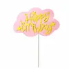 Decoración de Pastel Horneado Rosa Azul Negro Blanco Nubes Estrellas Lentejuelas Bandera Feliz Cumpleaños Vestido de Fiesta