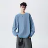 Camiseta casual de manga larga para hombre para exteriores, top deportivo para hombre de primavera que absorbe la humedad y se seca rápido, corte holgado, camiseta de gimnasio con cuello redondo