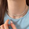 Collar de perlas de imitación Shijia con lazo de plata esterlina S925 para mujer, estilo veraniego, dulce, ligero y lujoso, con diseño de nicho.