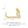 Pingente Letra Árabe Zircônia Material DIY Base de Cobre Banho de Ouro Retentor de Cor 14K Pingente de Letra com Acessório de Corrente