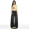 Jeans rectos estilo retro americano para mujer, nuevo modelo primavera y otoño 2026, negros y grises, de cintura alta, adelgazantes, holgados, pantalones de largo hasta el suelo