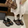 Mocasines de suela gruesa estilo británico para mujer, nuevo modelo otoño 2026, estampado de leopardo negro, versátiles zapatos pequeños de cuero estilo universitario, JK