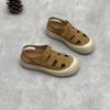 Zapatos de Mujer Artísticos Hechos a Mano de Cuero Genuino Sandalias Baotou con Sensación de Pisotón Ropa Exterior de Verano para Mujer Huecos Transpirables Suaves de Piel de Vaca Zapatos de Patinador