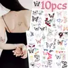 10 Piezas de Pegatinas de Tatuaje de Mariposa de Dibujos Animados Transfronterizas que Brillan en la Oscuridad, Pegatinas Corporales Divertidas y Personalizadas para Fiestas, Pegatinas Faciales Disponibles para Mayorista