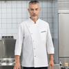 Bolsillo de color contrastante gris ropa de trabajo de chef de hotel para hombre manga larga ropa de cocina de restaurante occidental horneado comedor cantina cocina