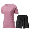 Conjunto de Manga Curta Secagem Rápida de Seda de Gelo para Mulheres Verão Novo Esportes e Lazer Anti-UV Elástico Respirável Fitness Corrida