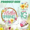 Transfronterizo 2025 Producto Nuevo Creativo Flores de Primavera Fiesta del Conejo Señal de Bienvenida para Puerta Principal Placa de Madera de Pascua