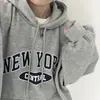 Sudadera Casual Gruesa de Estilo Coreano para Parejas de Mujeres, Estilo Perezoso de Ins con Letras Estampadas, Sudadera Fina de Forro Polar para Mujeres