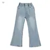 Calça Jeans Flare Nova Estilo Outono 2026 para Meninas Crianças Maiores Roupas para Meninas Calça Micro Flare com Strass Hot-Fix Roupa Infantil Calça Estilosa Tendência